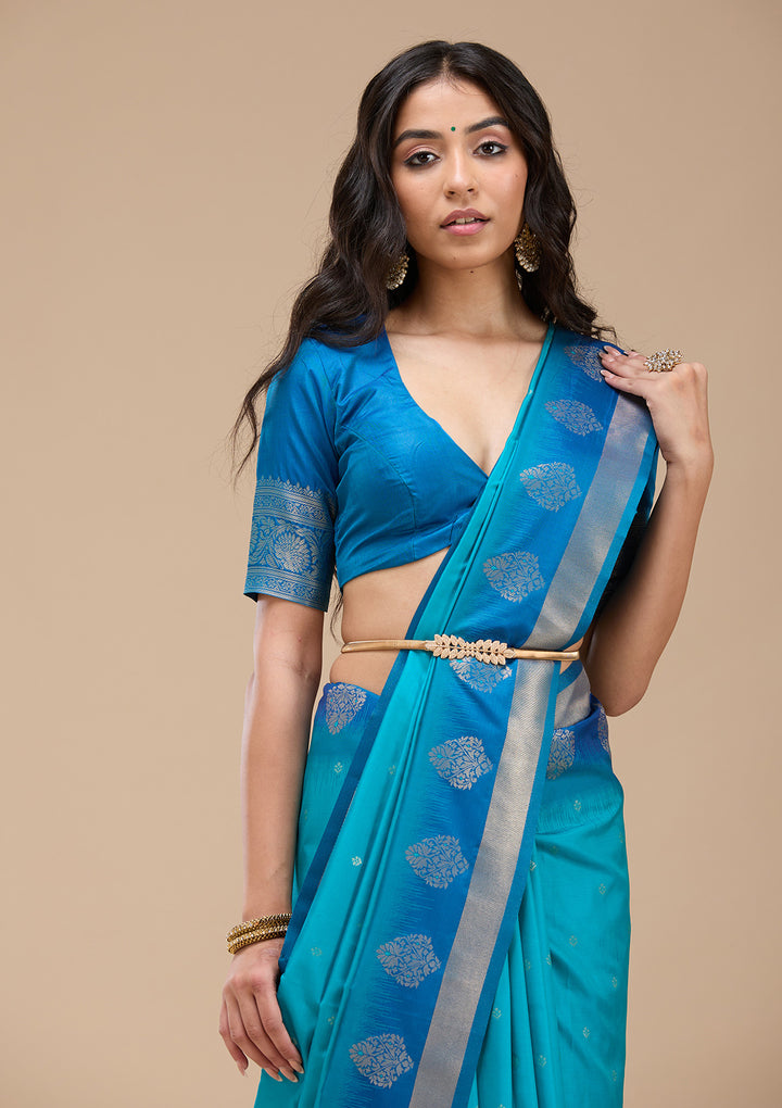 Turquoise Blue Paithani Silk Saree