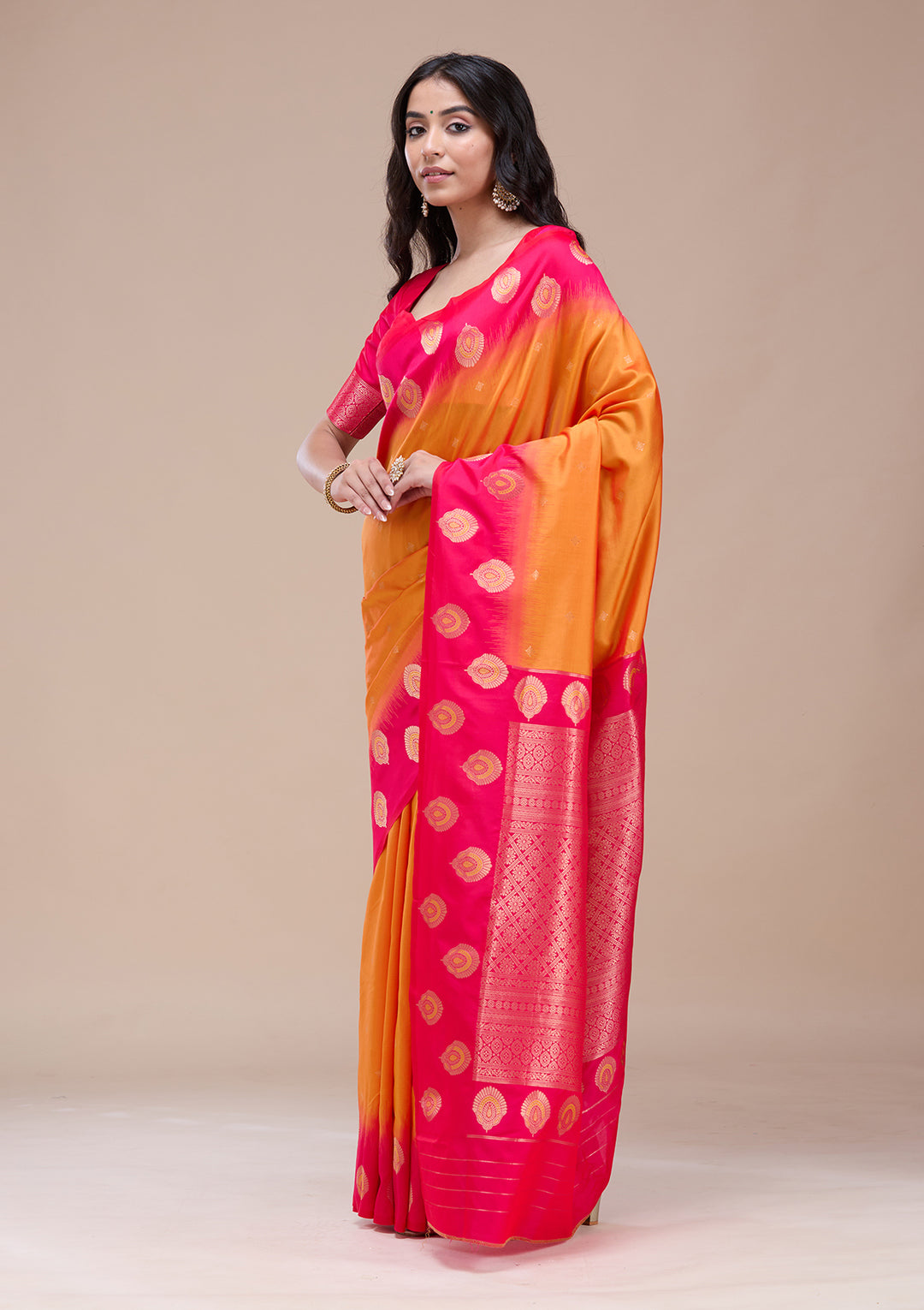 Orange Paithani Silk Saree