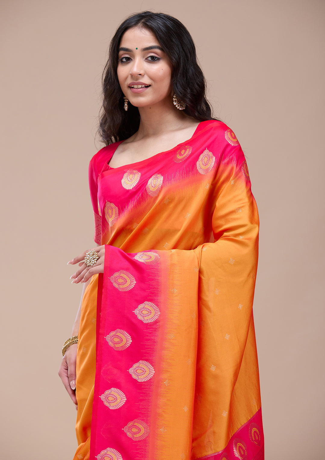 Orange Paithani Silk Saree