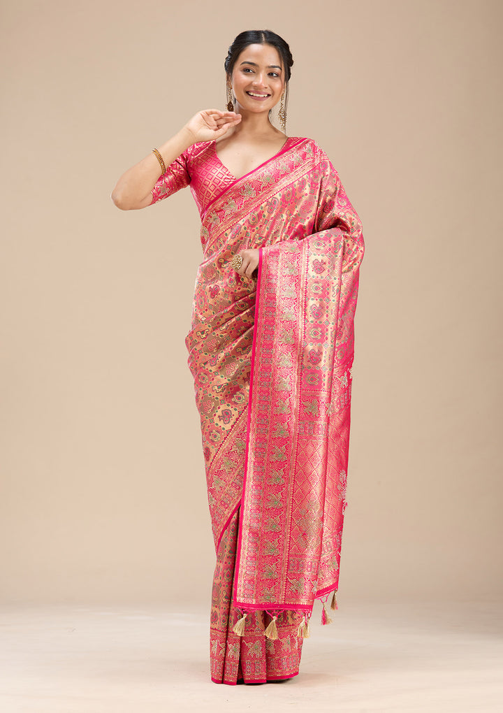 Rani Pink Stonework Silk Saree