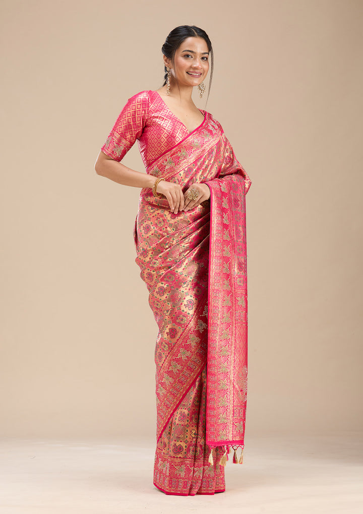 Rani Pink Stonework Silk Saree