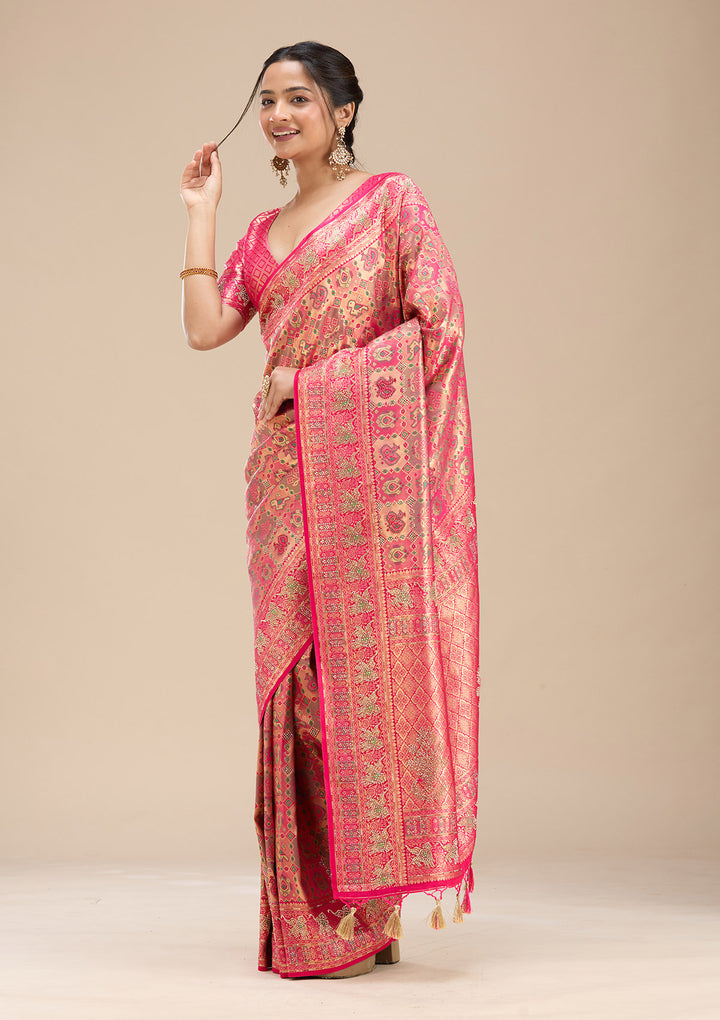 Rani Pink Stonework Silk Saree