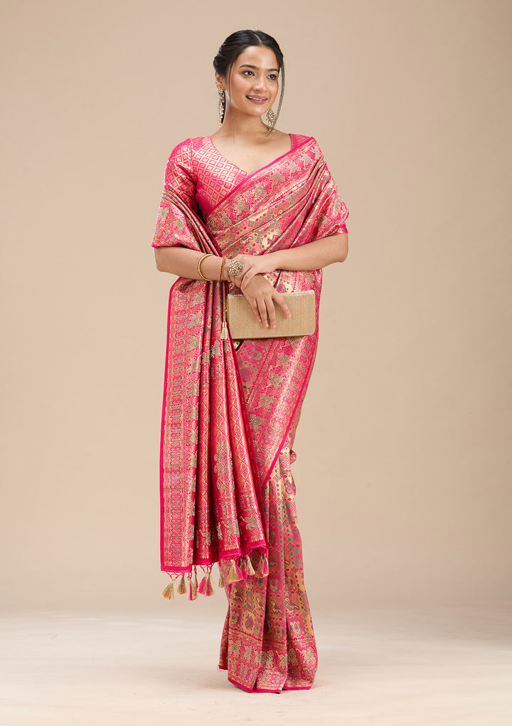 Rani Pink Stonework Silk Saree