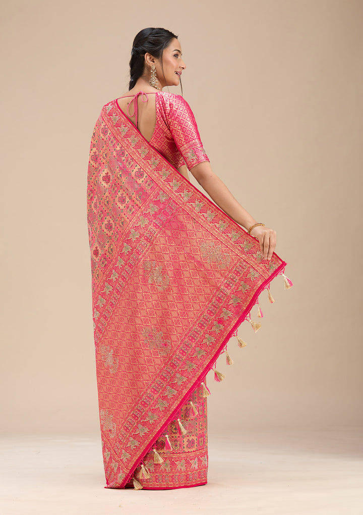 Rani Pink Stonework Silk Saree