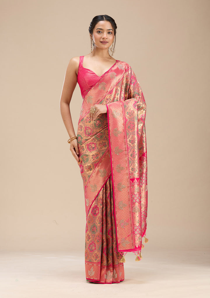 Rani Pink Stonework Silk Saree