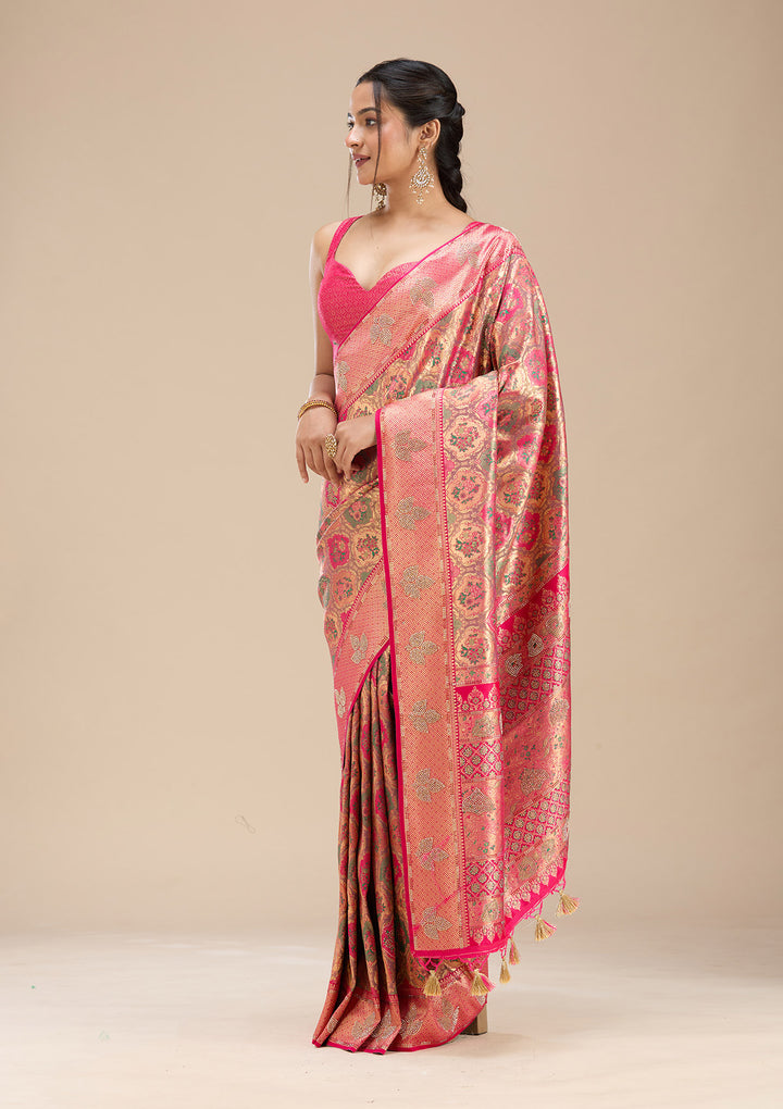 Rani Pink Stonework Silk Saree