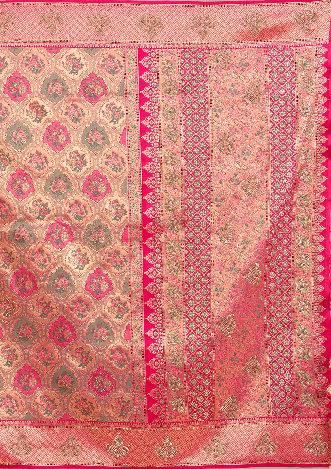Rani Pink Stonework Silk Saree