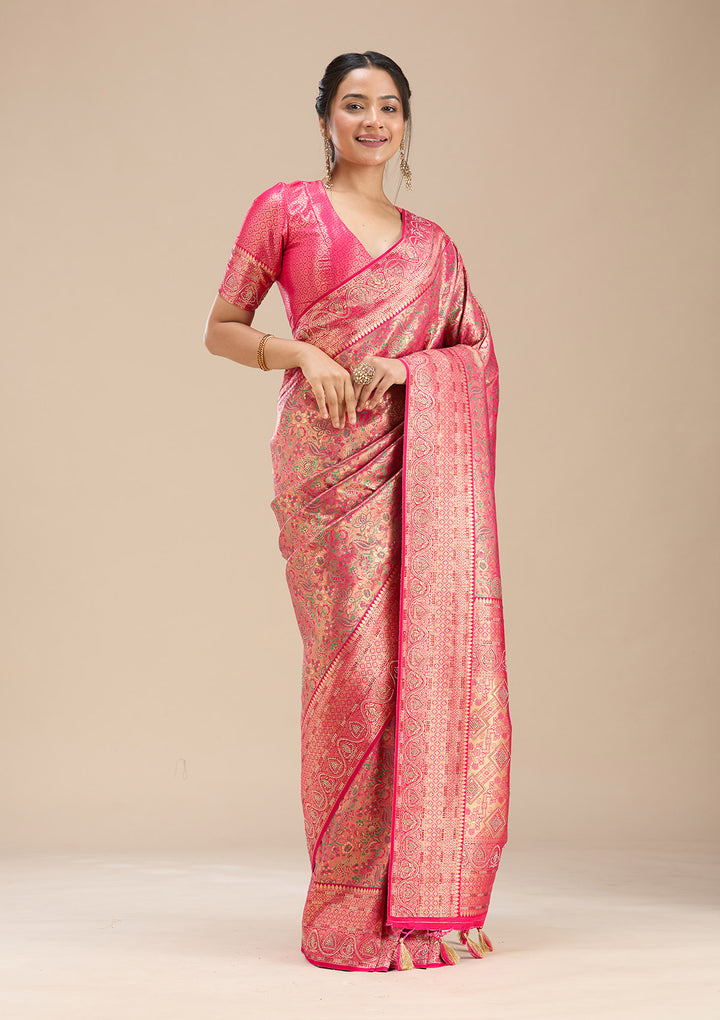 Rani Pink Stonework Silk Saree