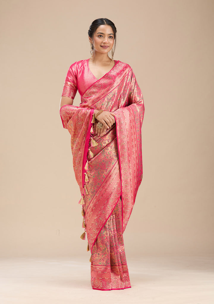 Rani Pink Stonework Silk Saree