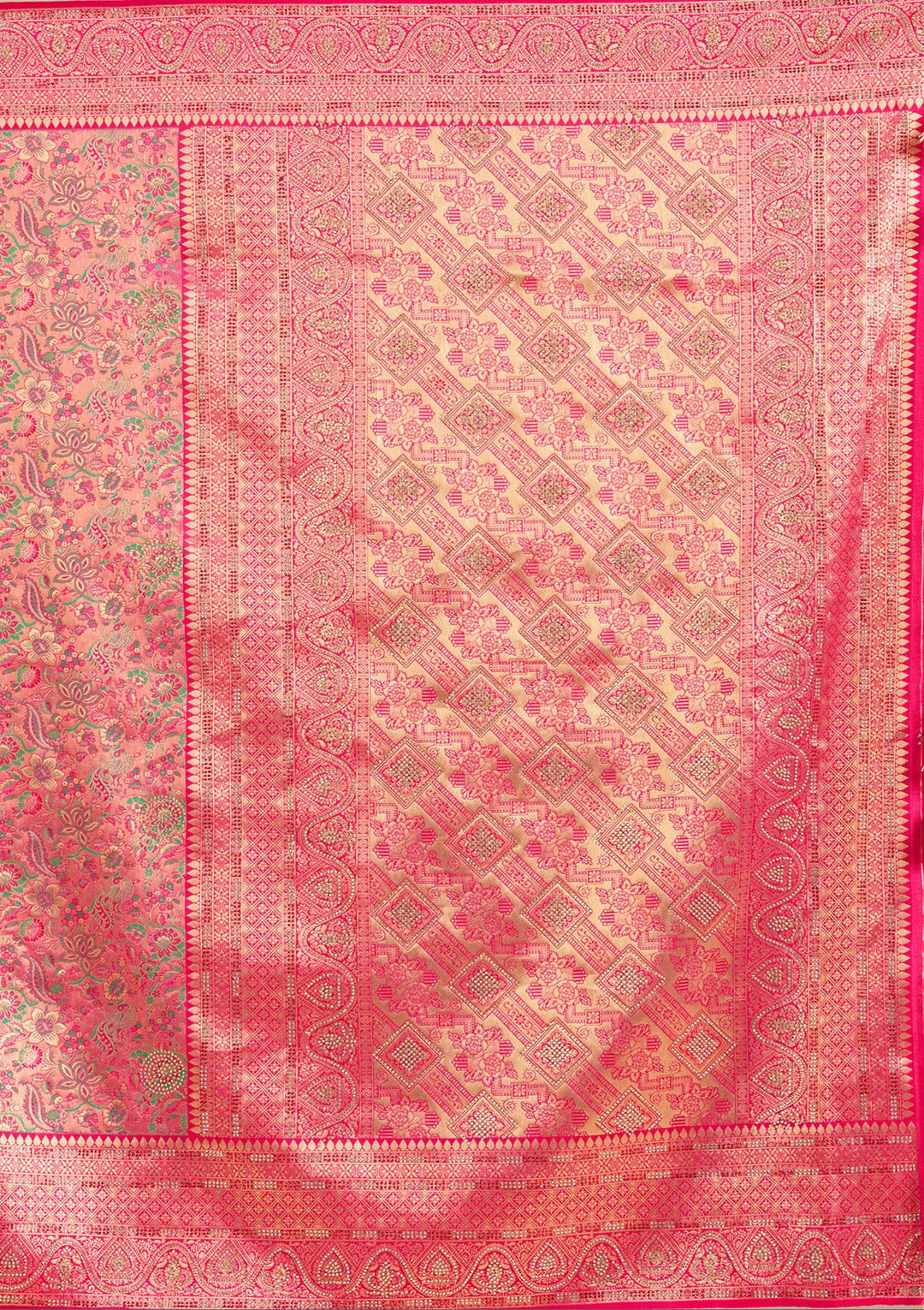 Rani Pink Stonework Silk Saree