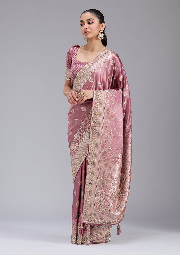 Mauve Stonework Silk Saree