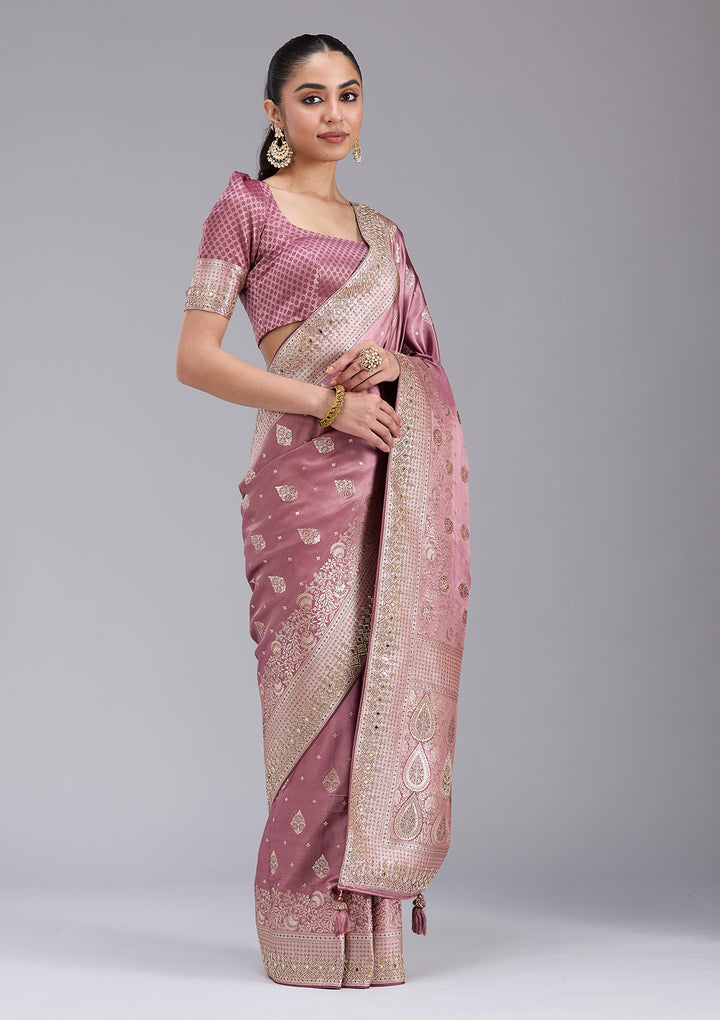 Mauve Stonework Silk Saree
