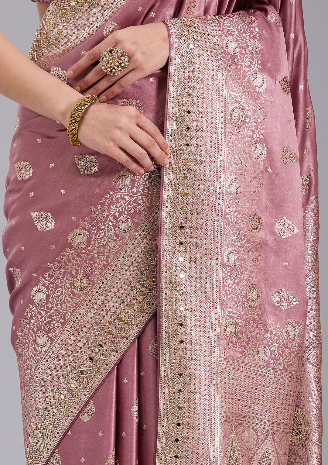 Mauve Stonework Silk Saree