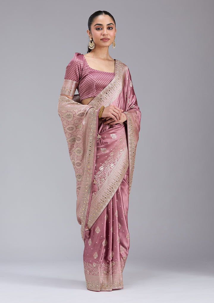Mauve Stonework Silk Saree