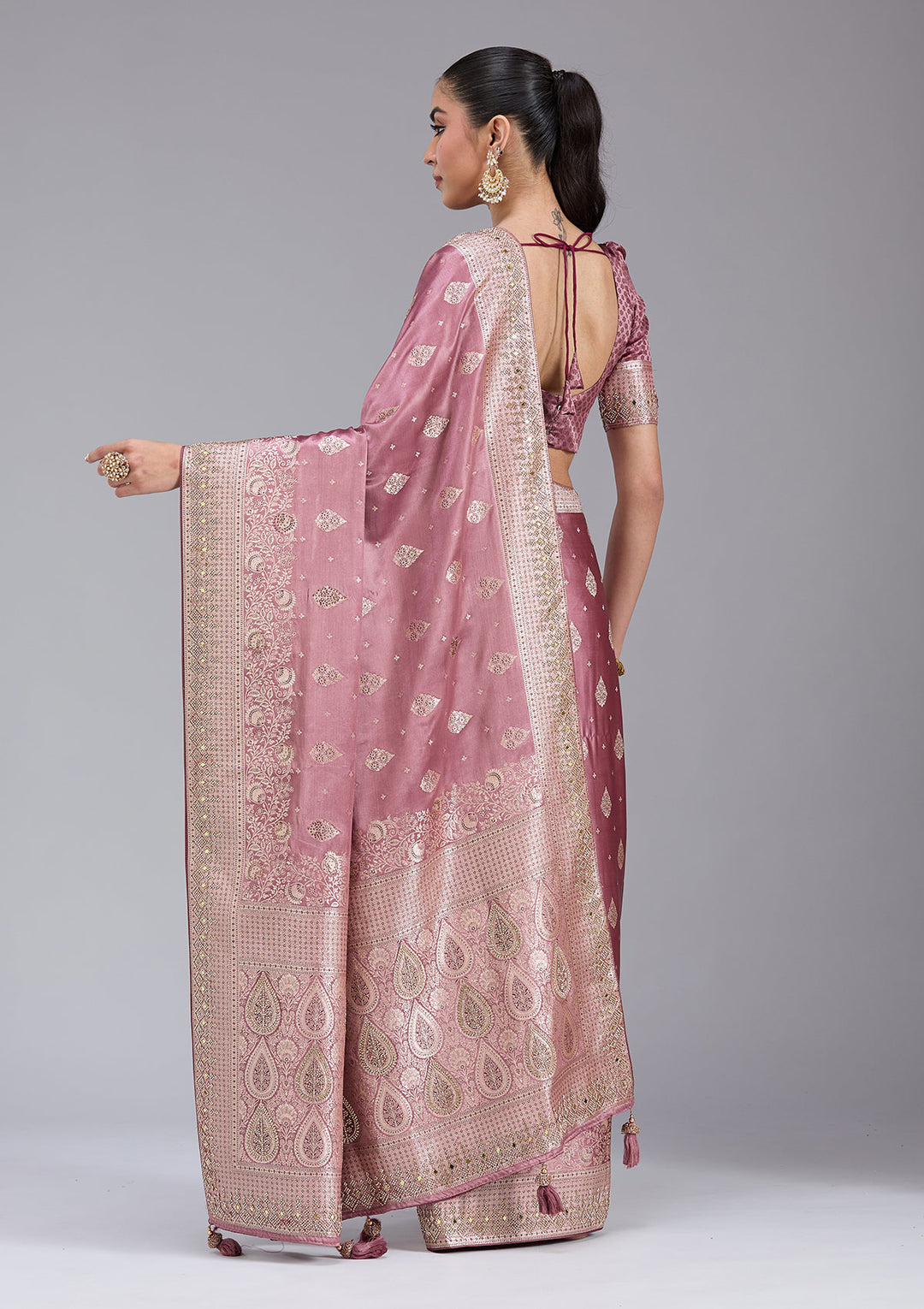 Mauve Stonework Silk Saree