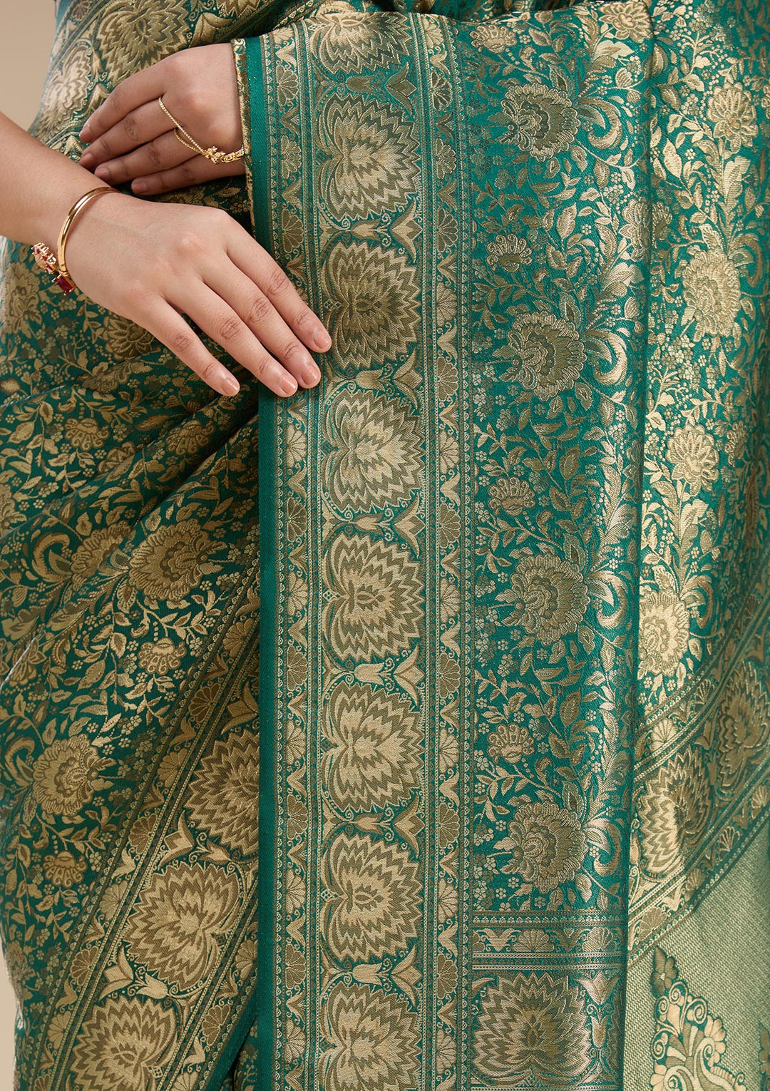 Bottle Green Banarasi Silk Saree
