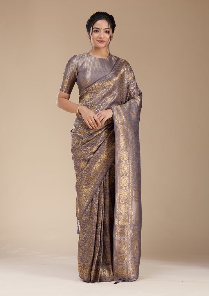 Lavender Banarasi Silk Saree