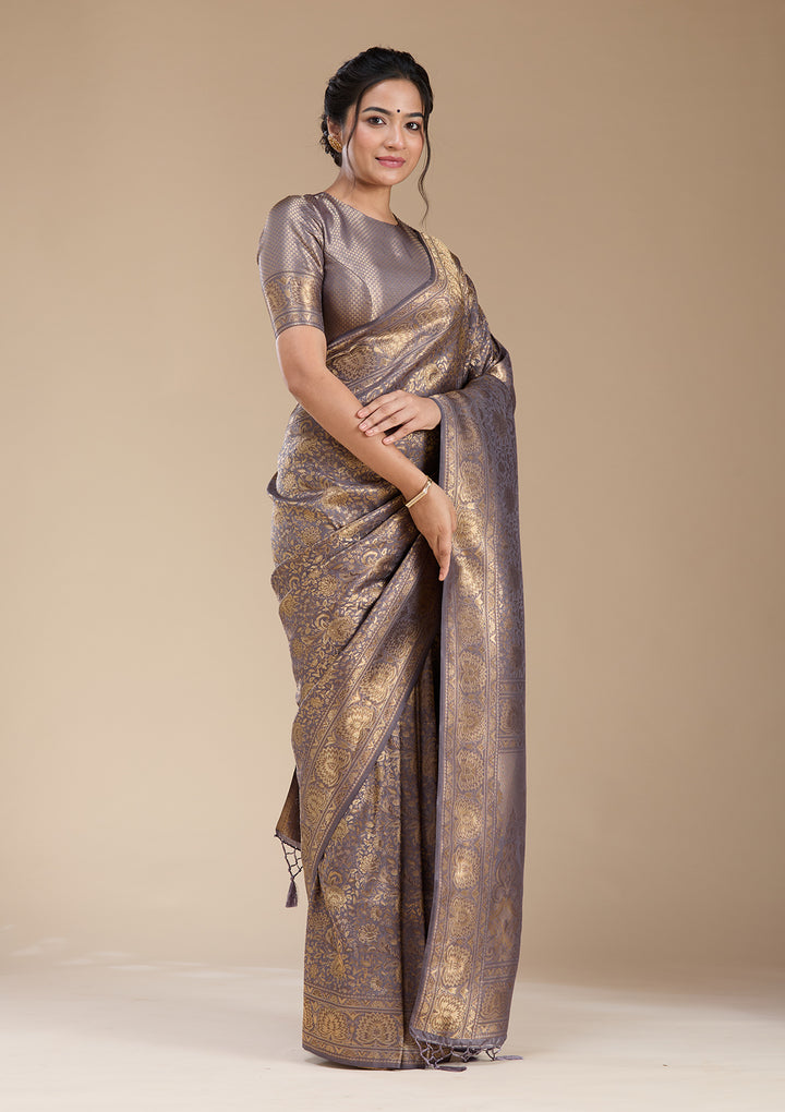 Lavender Banarasi Silk Saree