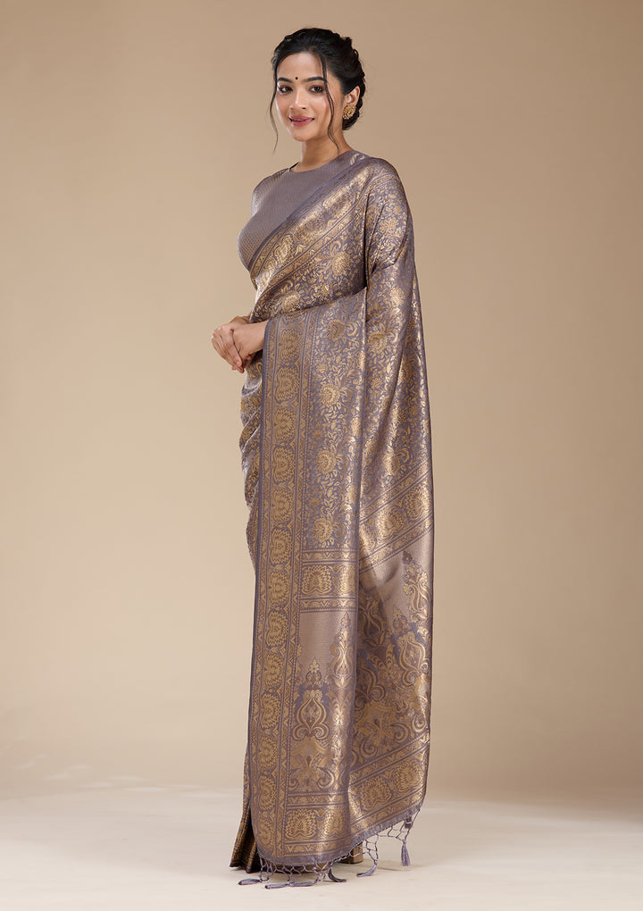Lavender Banarasi Silk Saree