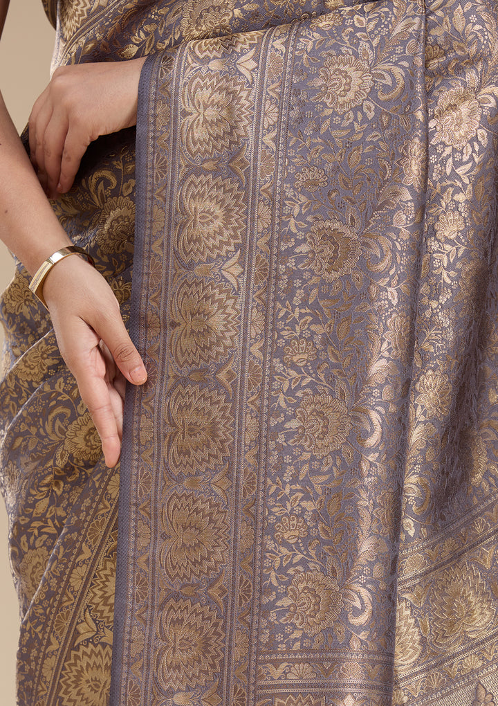 Lavender Banarasi Silk Saree