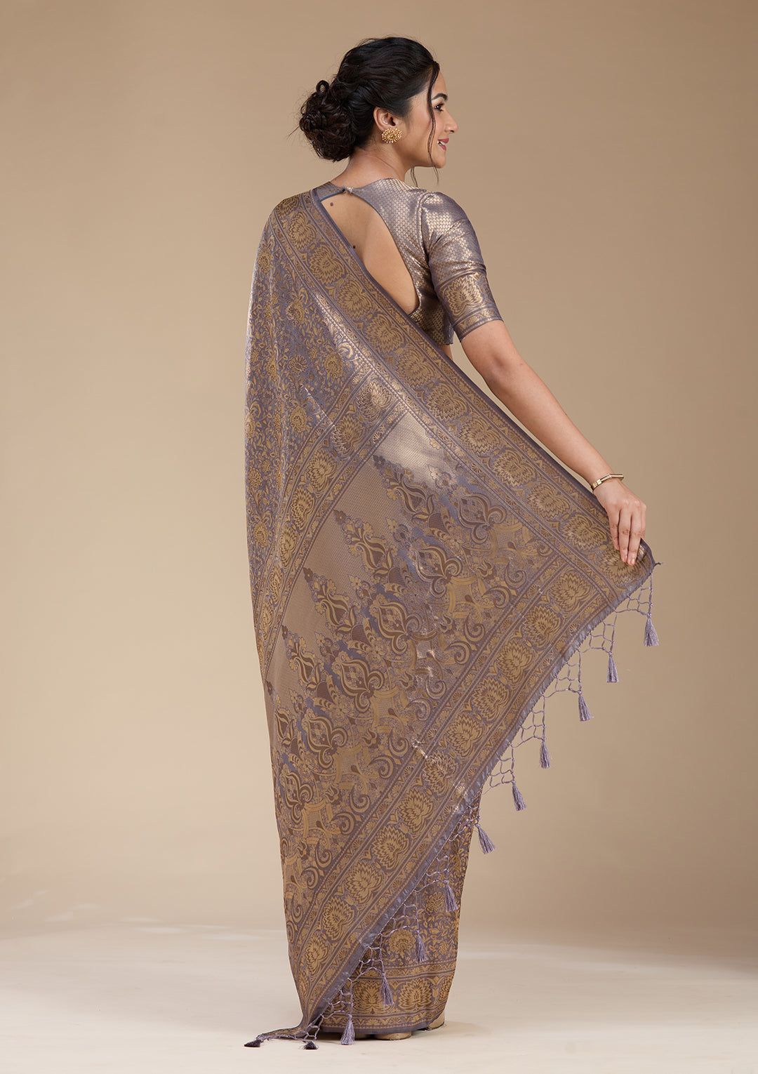 Lavender Banarasi Silk Saree