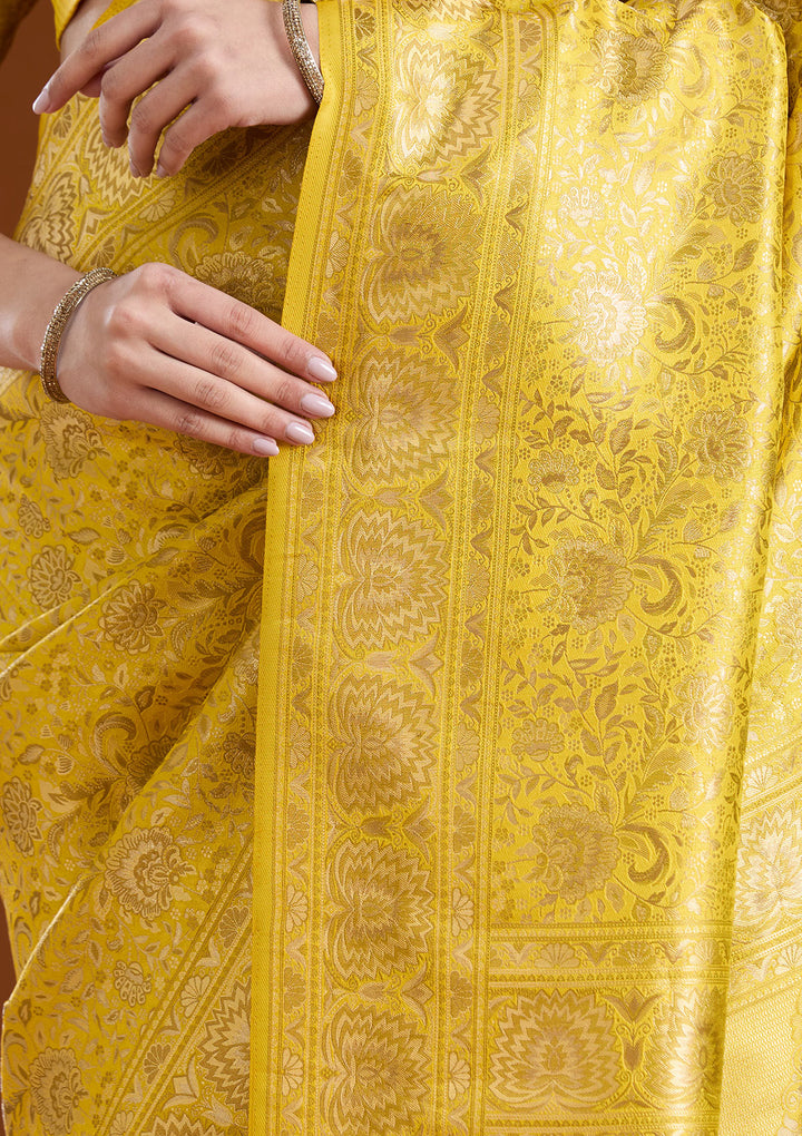 Mustard Zariwork Art Silk Saree