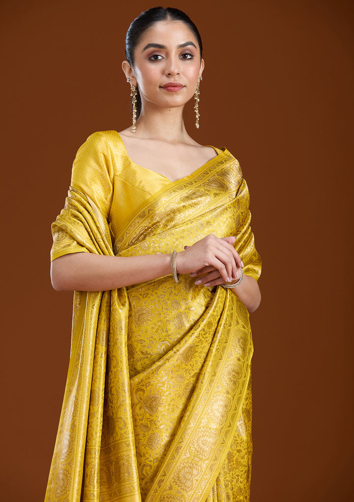 Mustard Zariwork Art Silk Saree