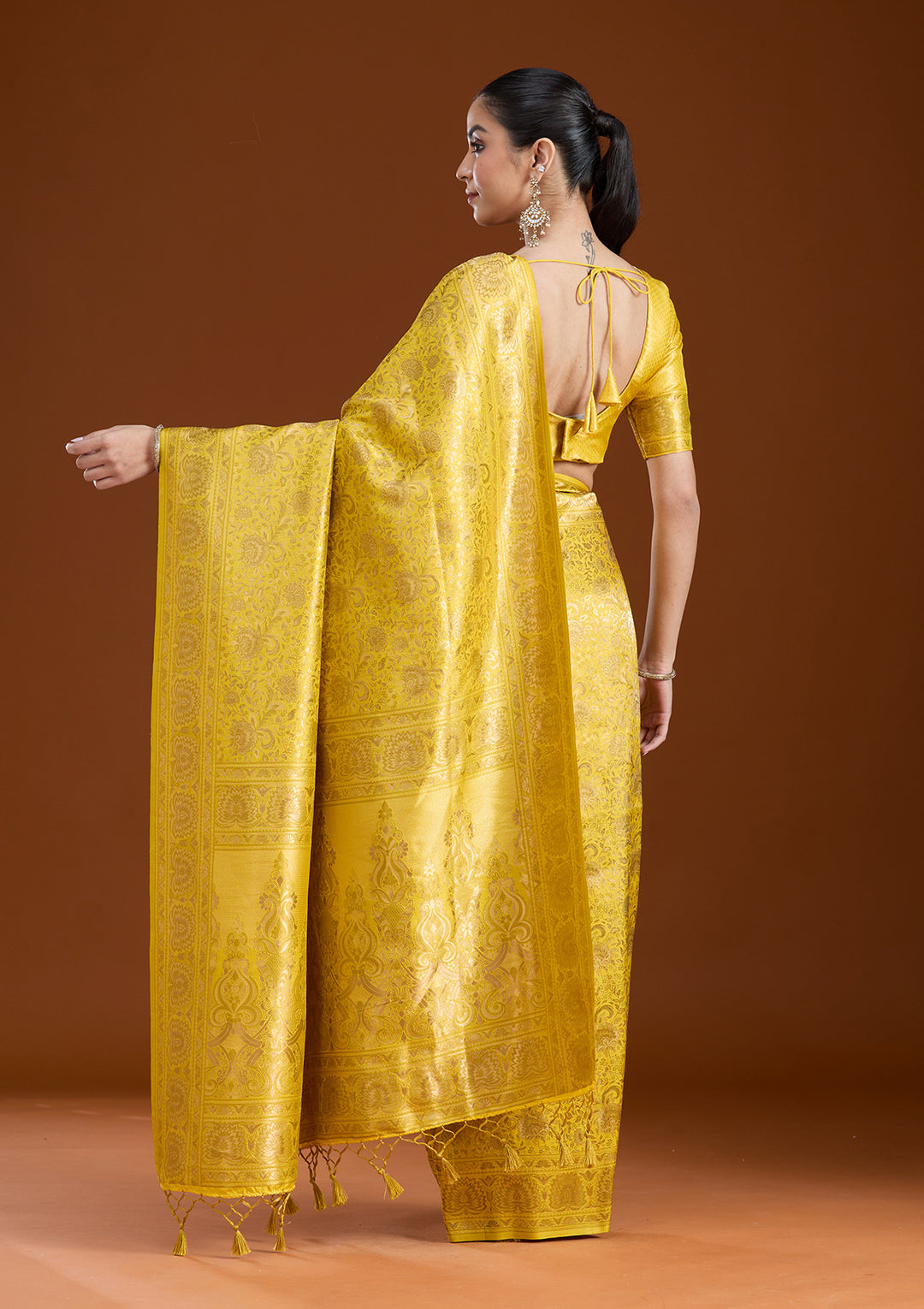 Mustard Zariwork Art Silk Saree