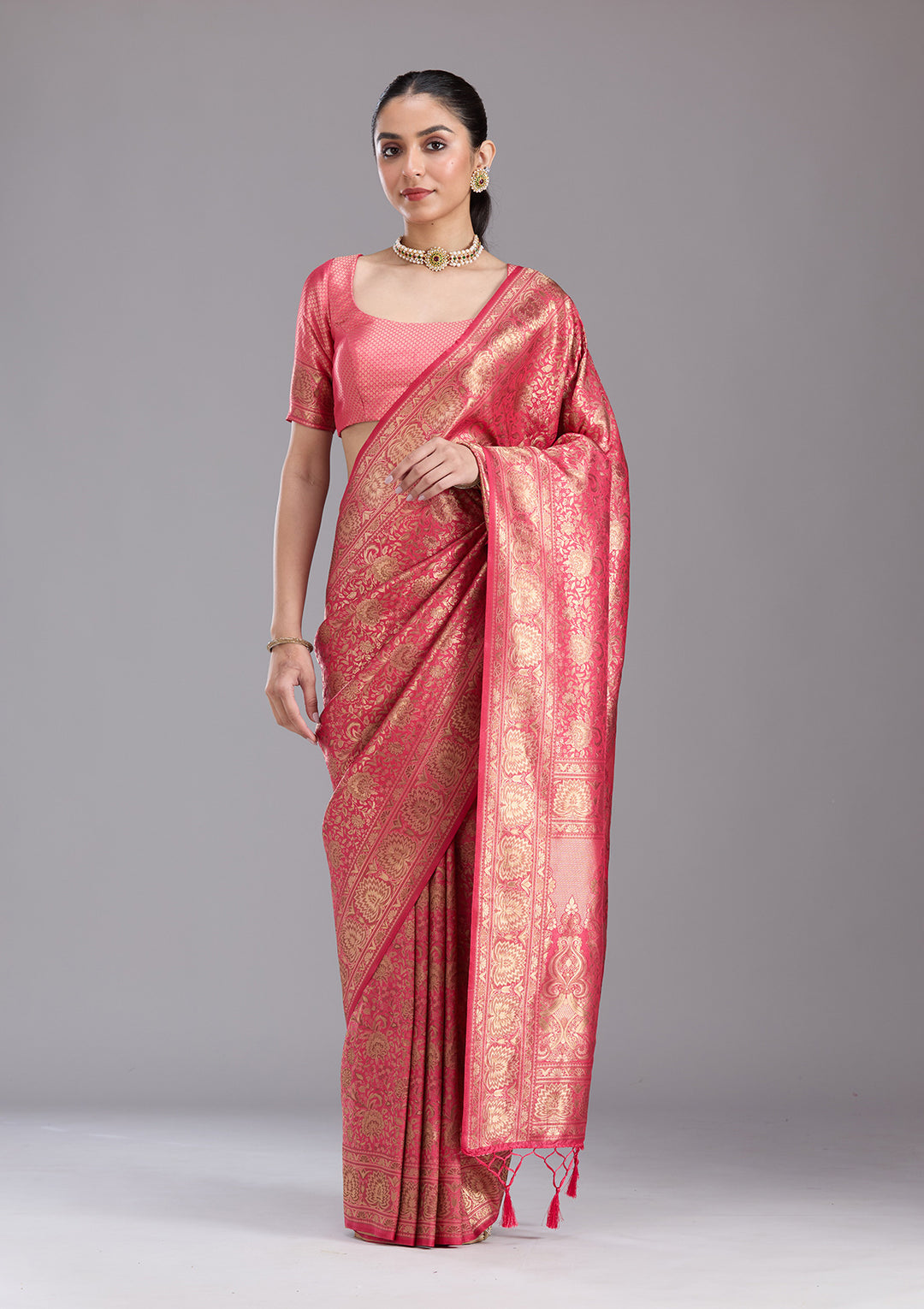 Pink Zariwork Art Silk Saree