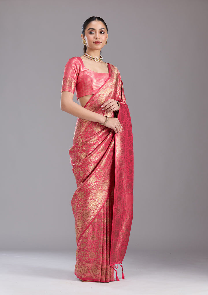 Pink Zariwork Art Silk Saree