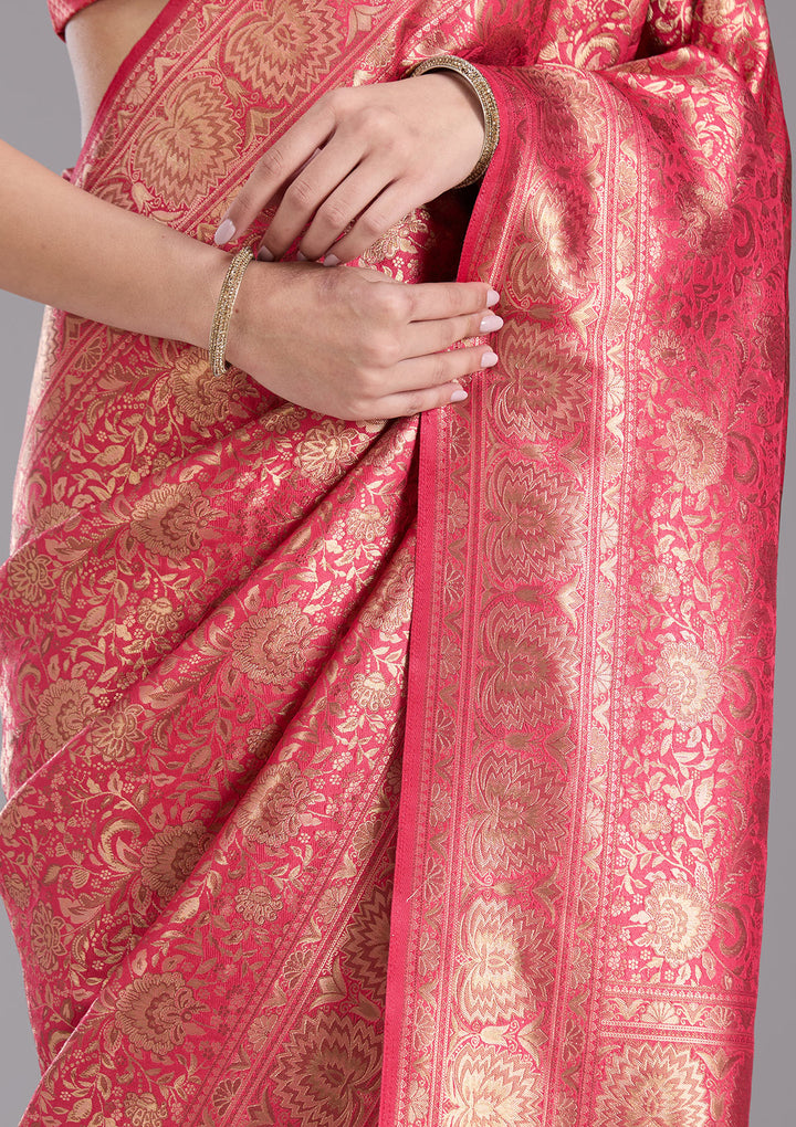 Pink Zariwork Art Silk Saree