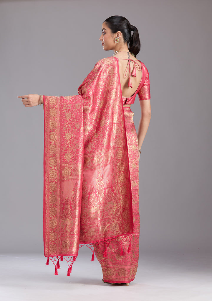 Pink Zariwork Art Silk Saree