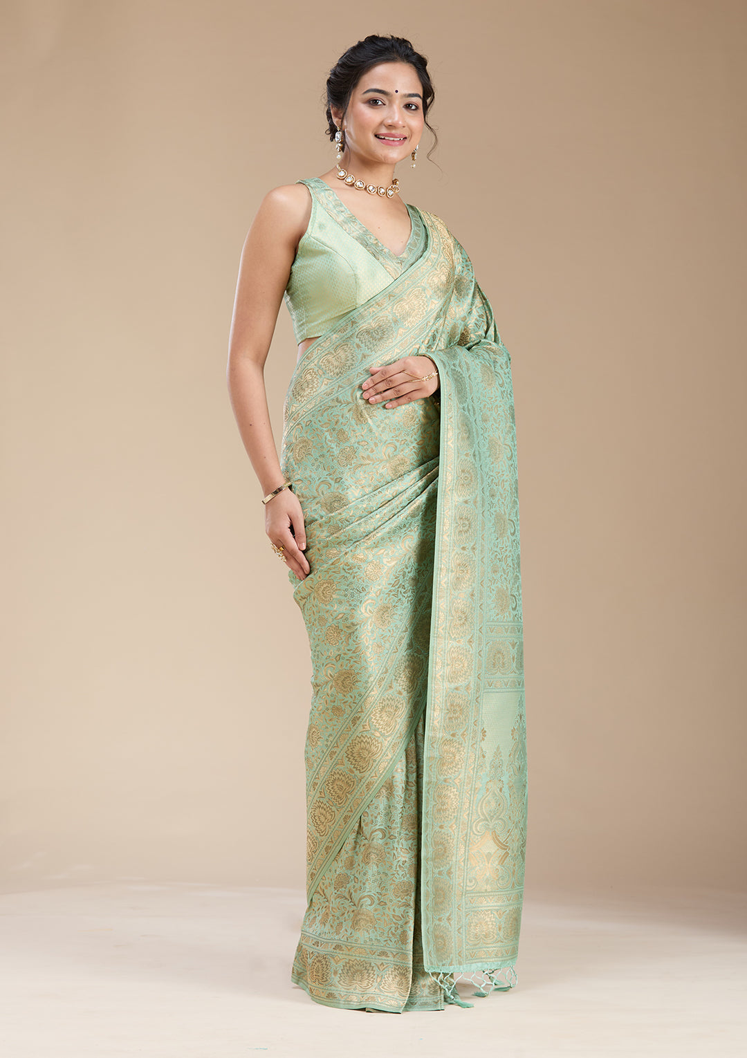 Sky Blue Banarasi Silk Saree
