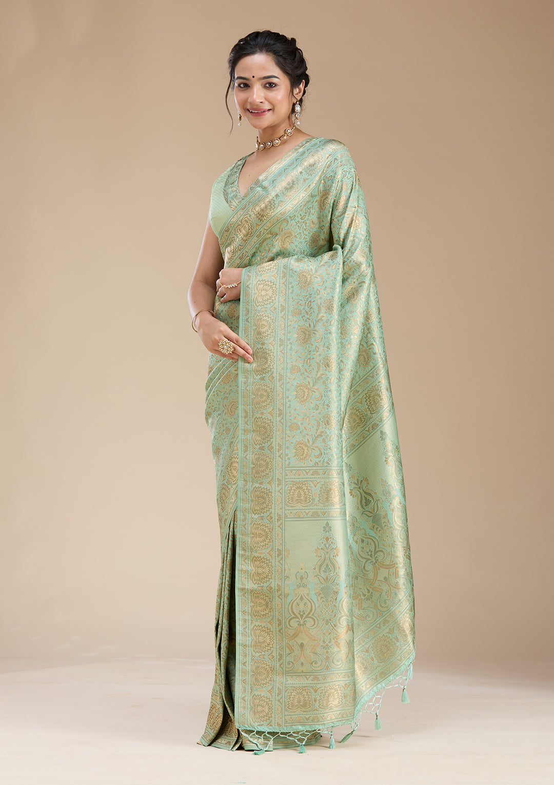 Sky Blue Banarasi Silk Saree