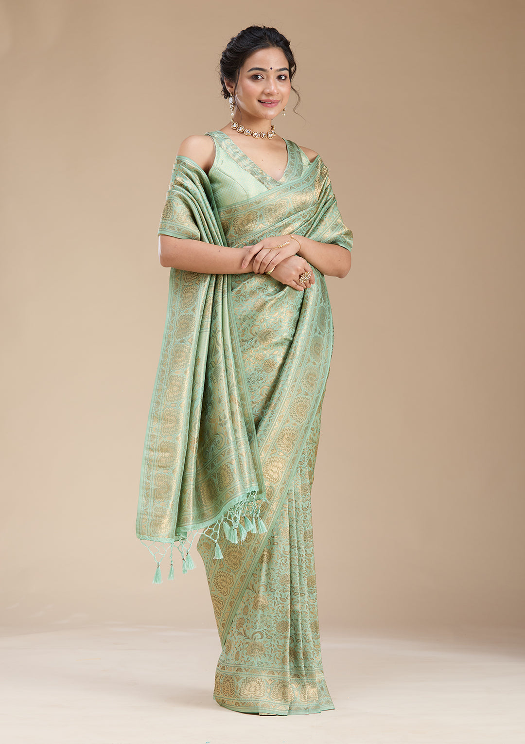 Sky Blue Banarasi Silk Saree