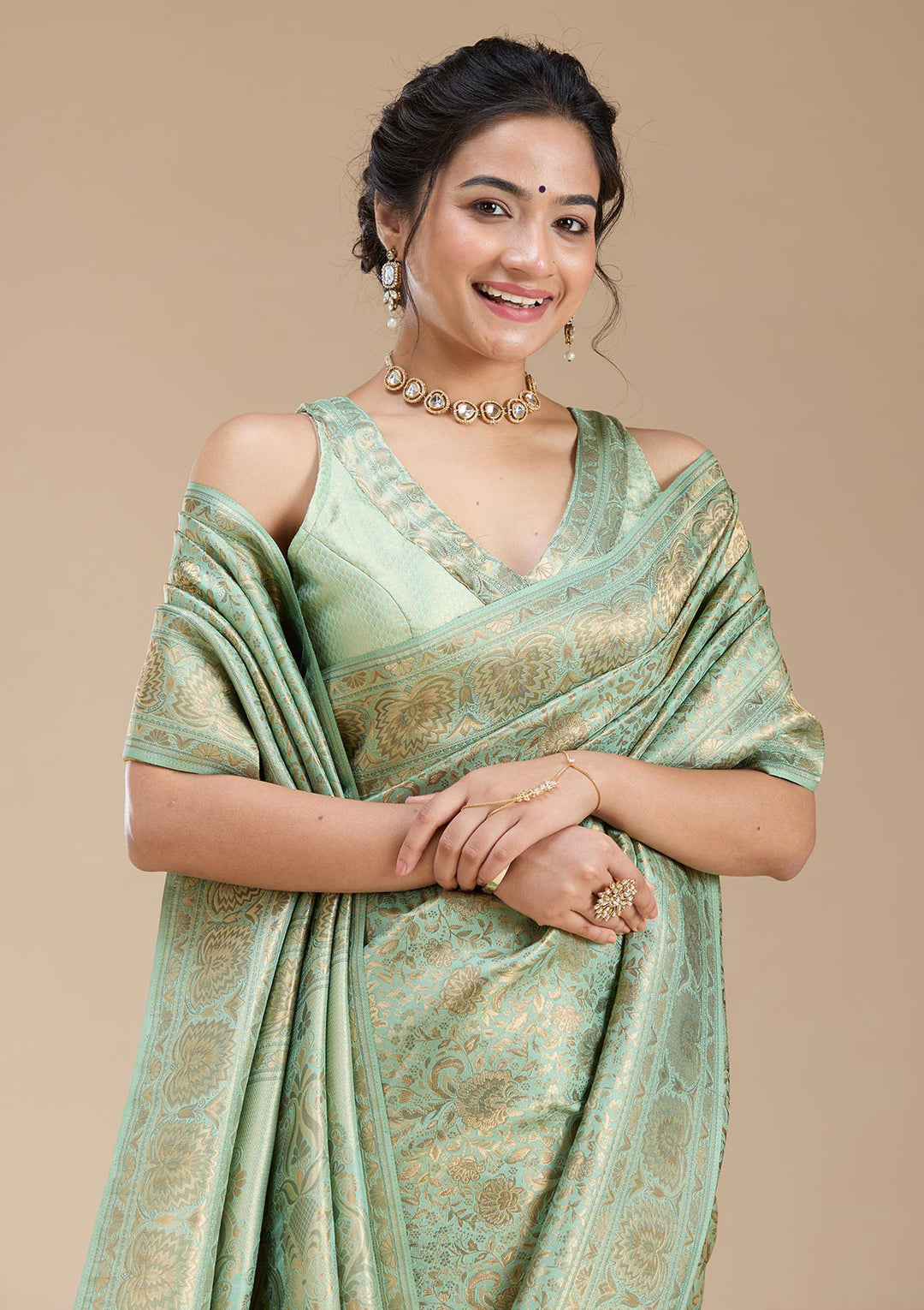 Sky Blue Banarasi Silk Saree
