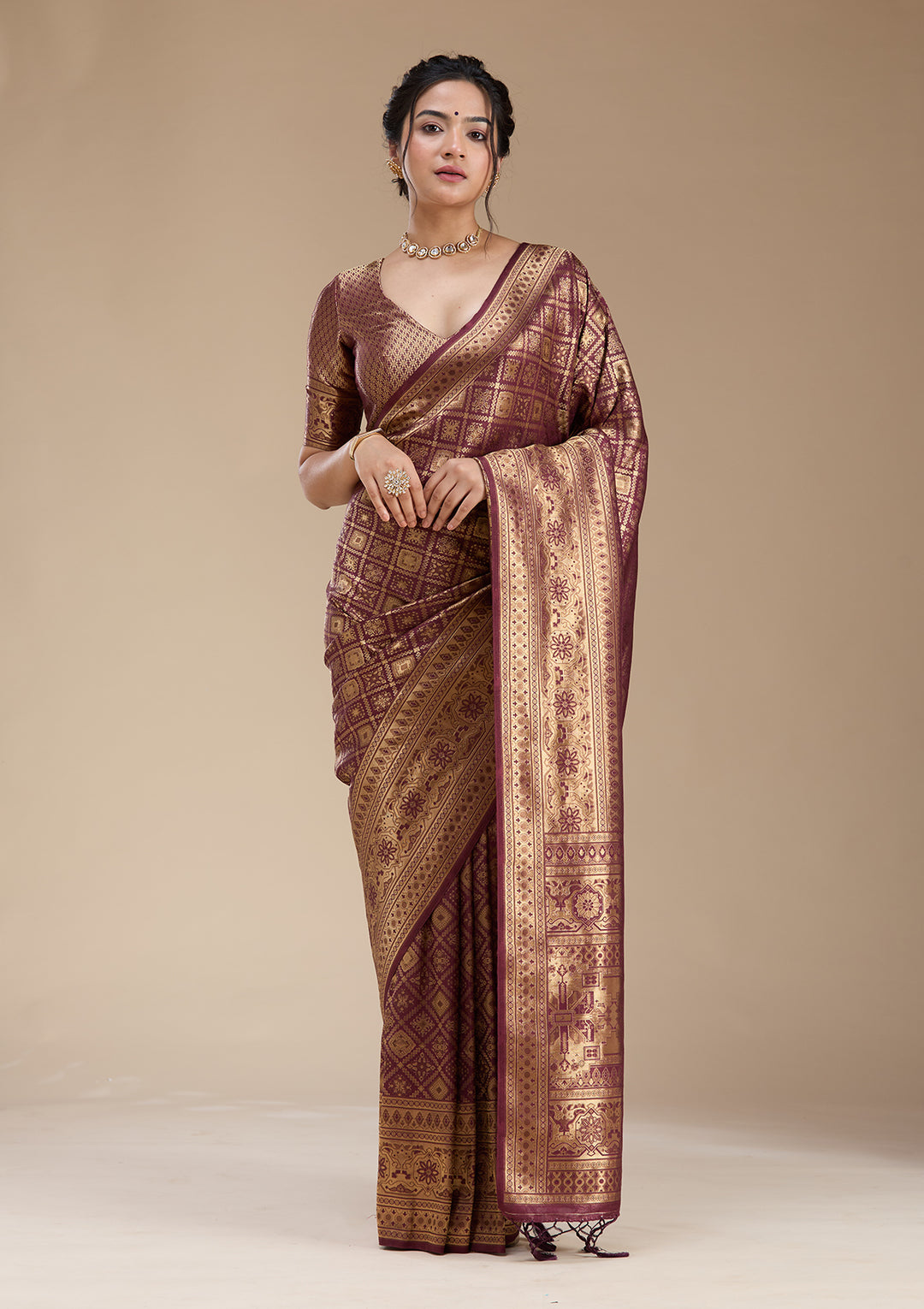 Brown Banarasi Silk Saree