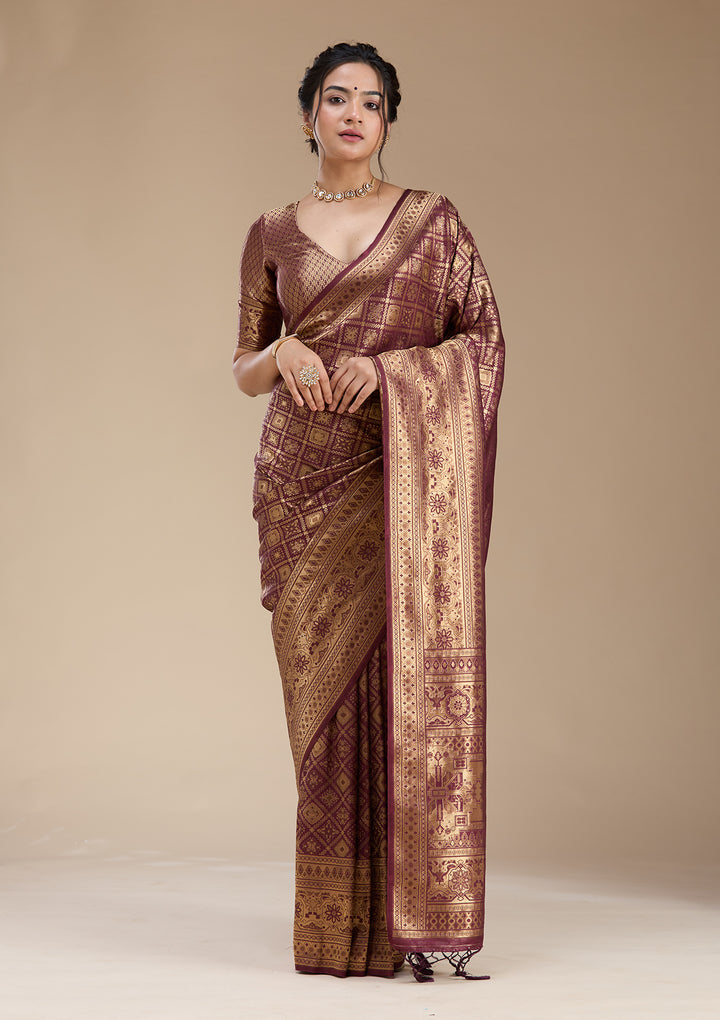 Brown Banarasi Silk Saree