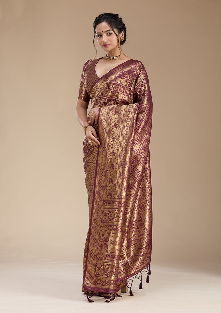 Brown Banarasi Silk Saree