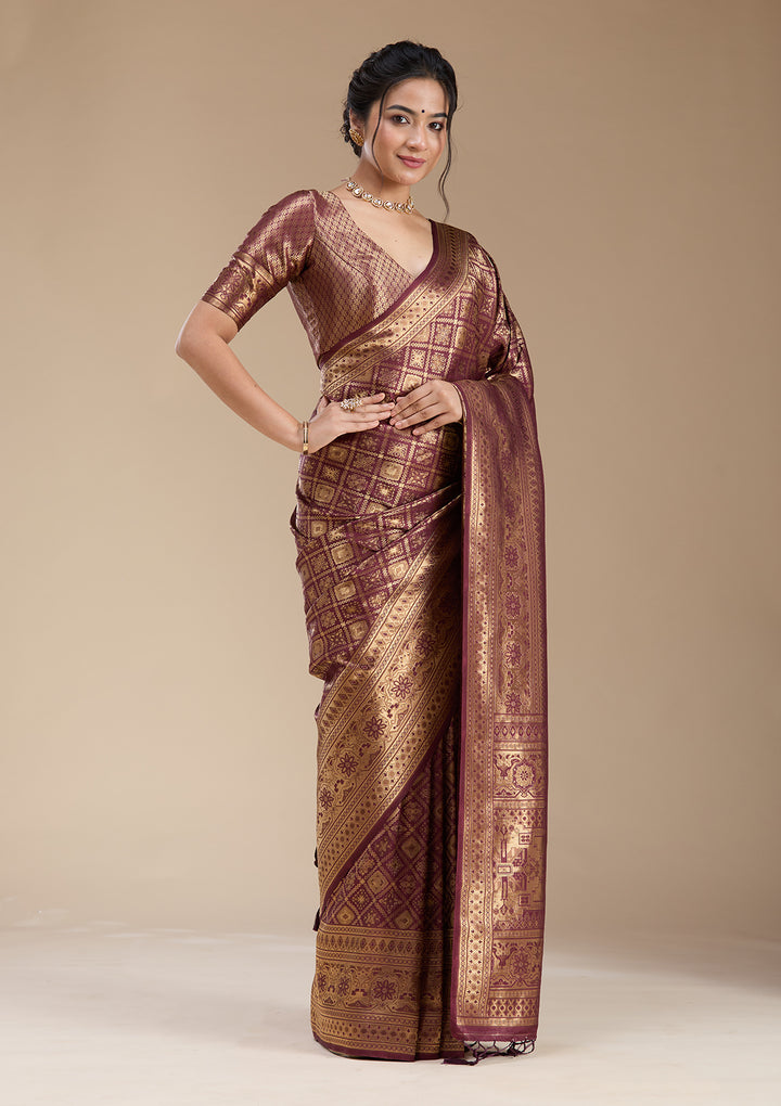 Brown Banarasi Silk Saree