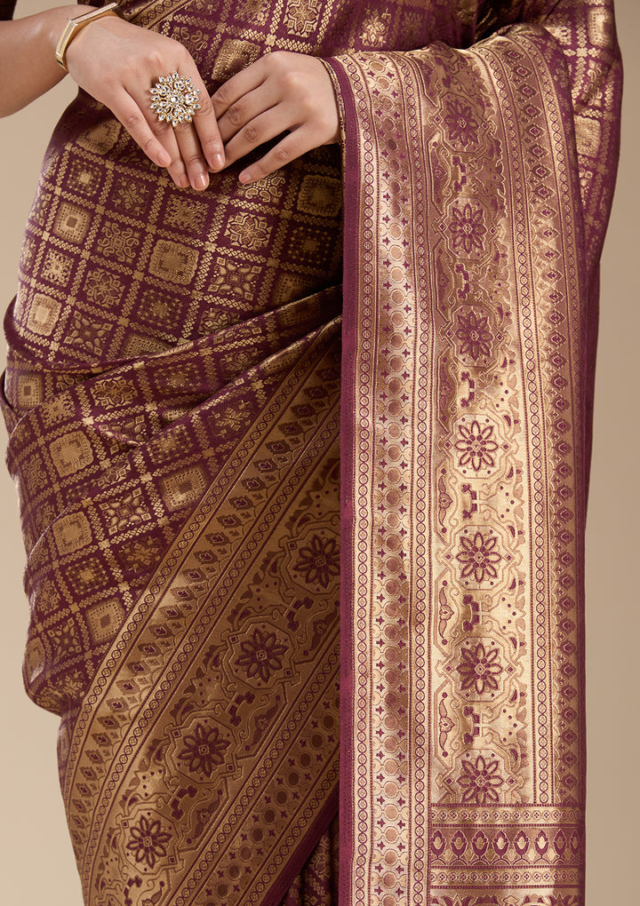 Brown Banarasi Silk Saree