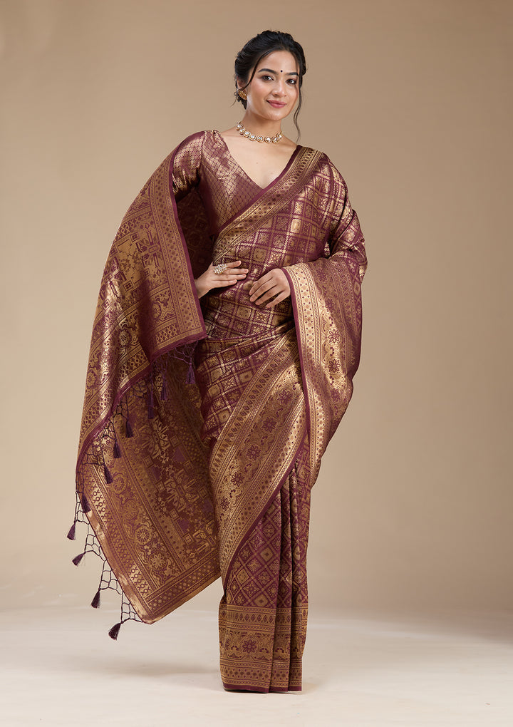 Brown Banarasi Silk Saree