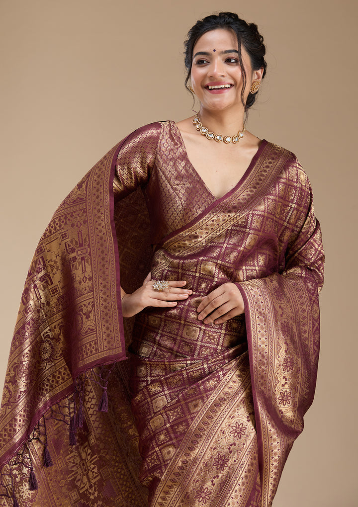 Brown Banarasi Silk Saree