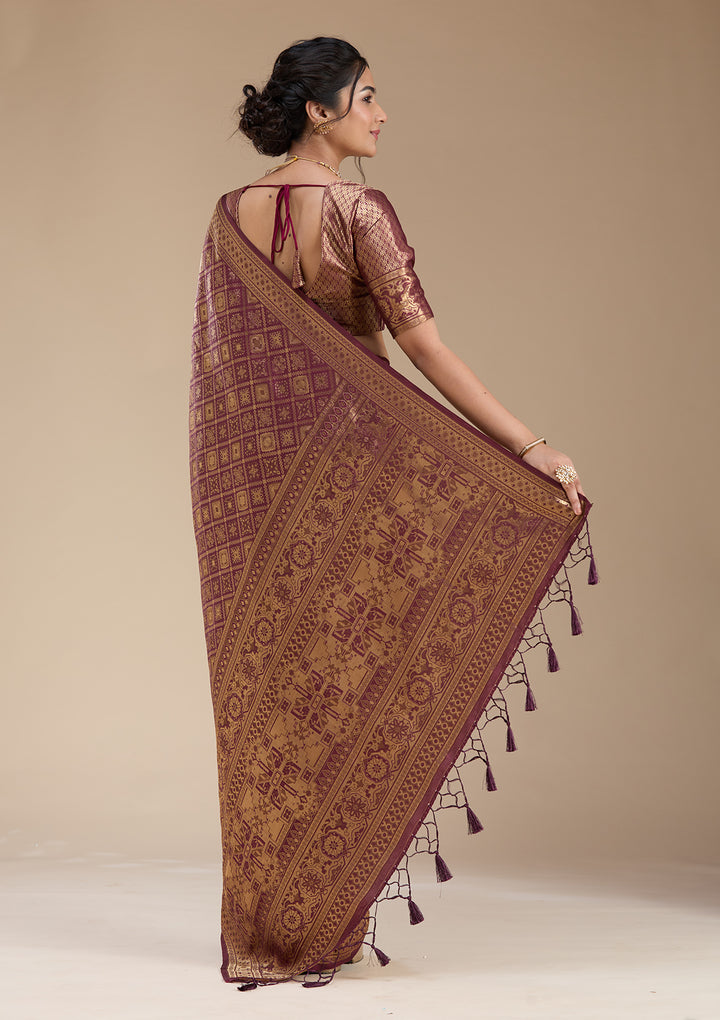 Brown Banarasi Silk Saree