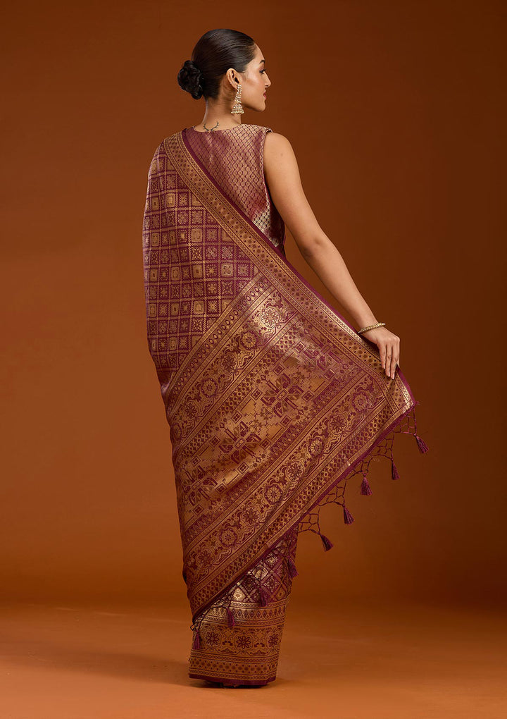 Maroon Zariwork Art Silk Saree