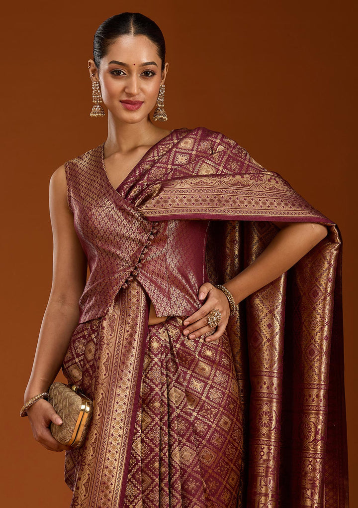 Maroon Zariwork Art Silk Saree