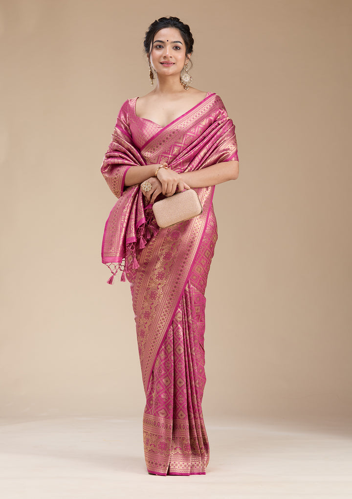 Rani Pink Banarasi Silk Saree