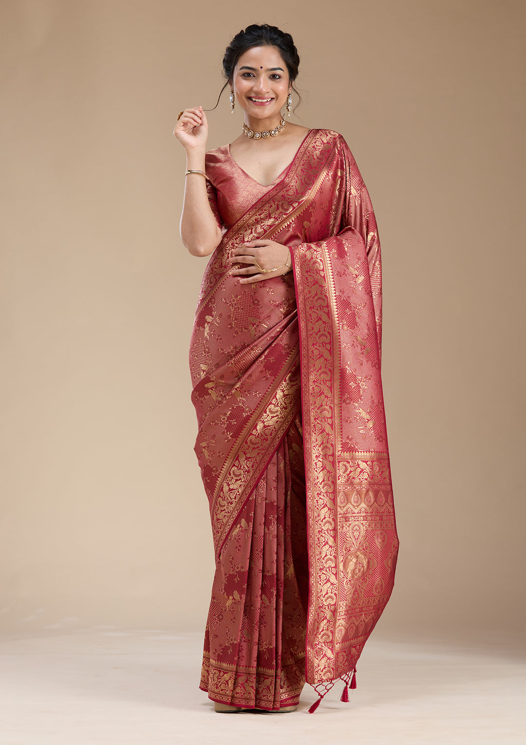 Maroon Banarasi Silk Saree