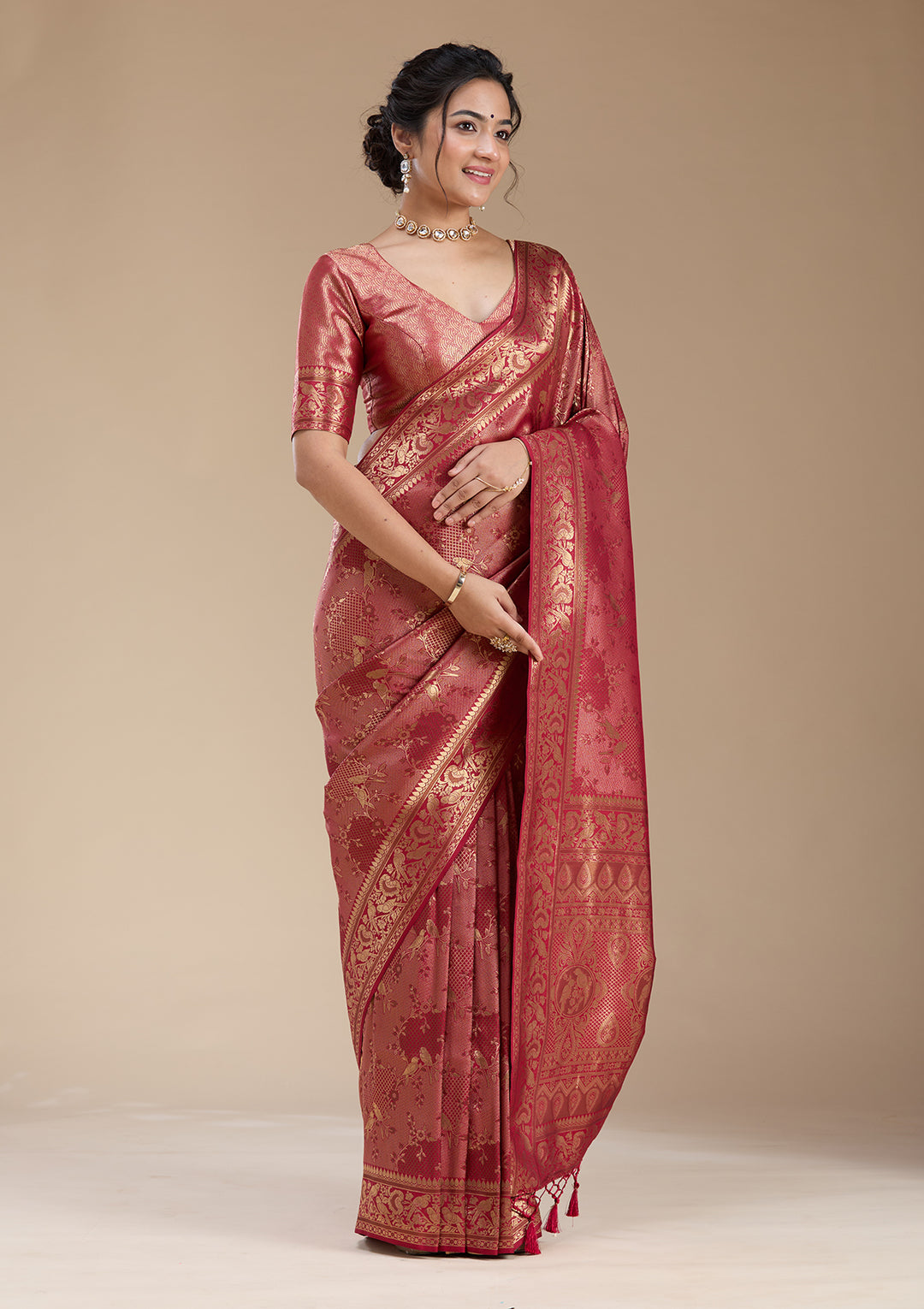 Maroon Banarasi Silk Saree