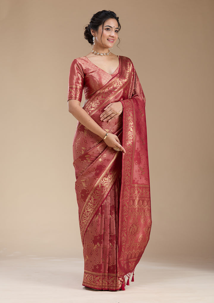 Maroon Banarasi Silk Saree